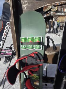 snowboard beer holder