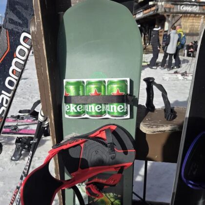 snowboard beer holder
